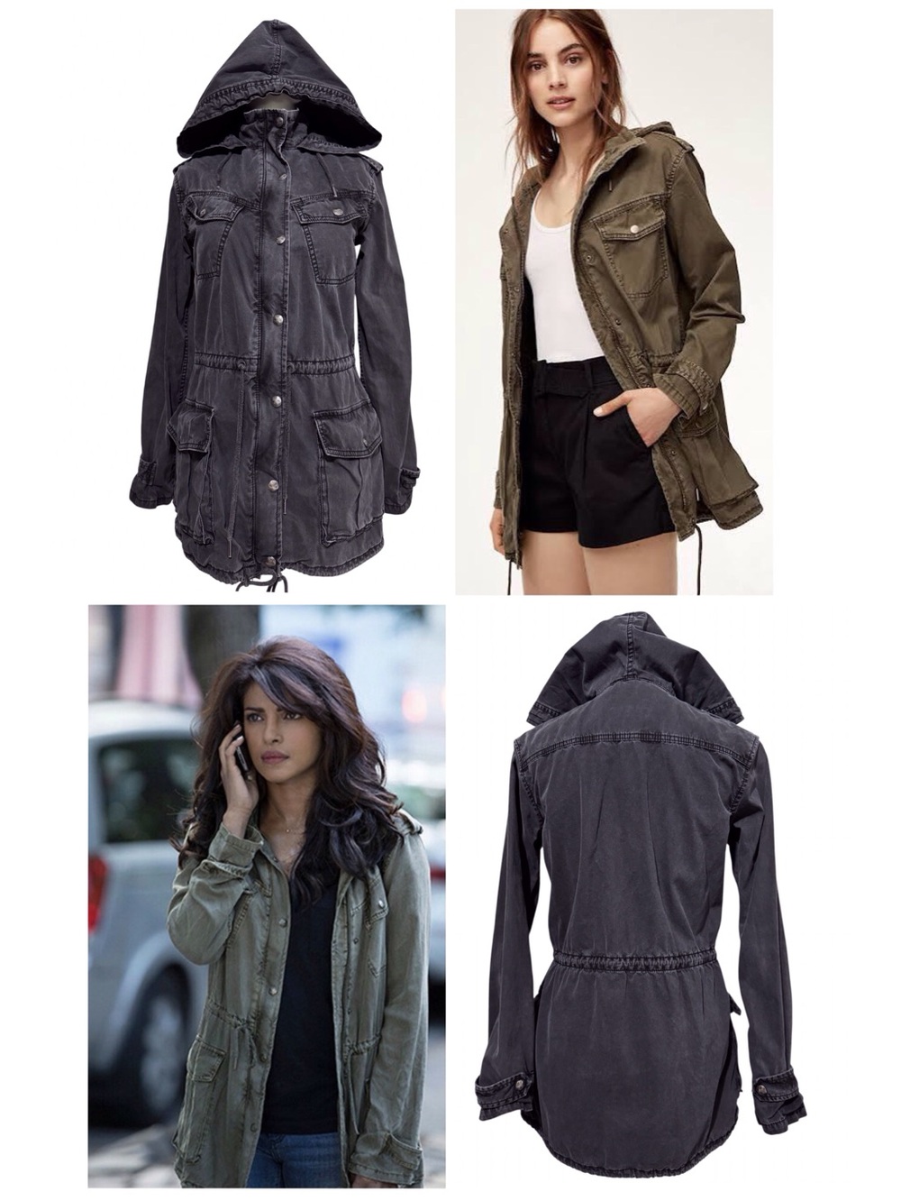 Aritzia Talula Trooper Field Utility Moto Hooded Jacket in Faded Black XSMALL